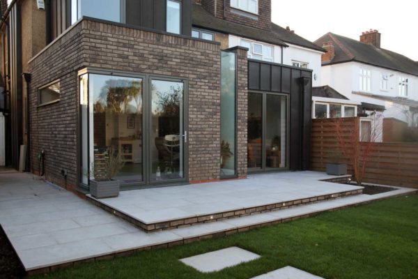 Limestone patio in Forest Gate, North London