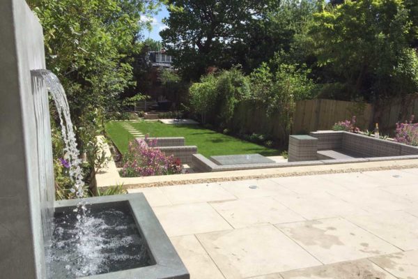 Garden water fountain in North London